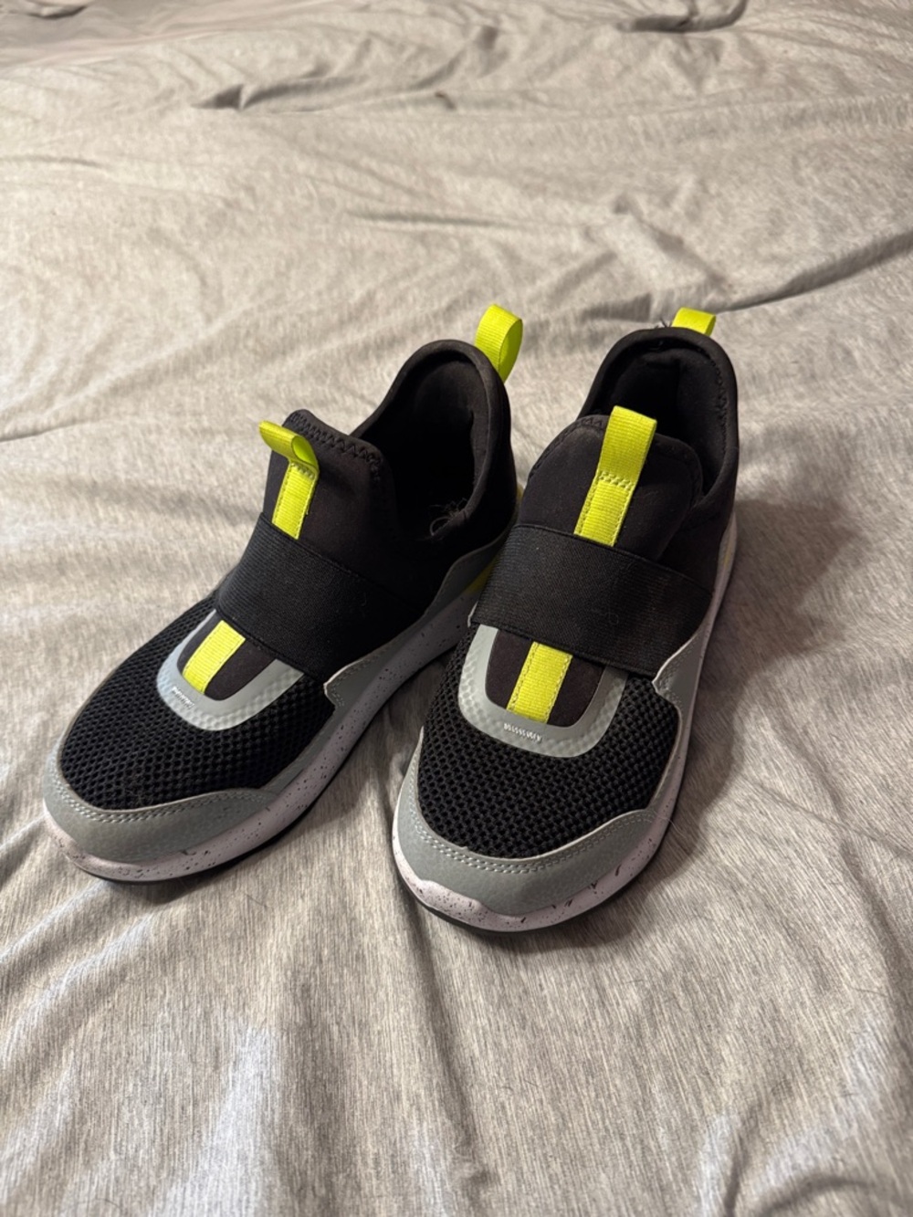 all in motion Black Slip-On Sneakers with Neon Yellow Accents